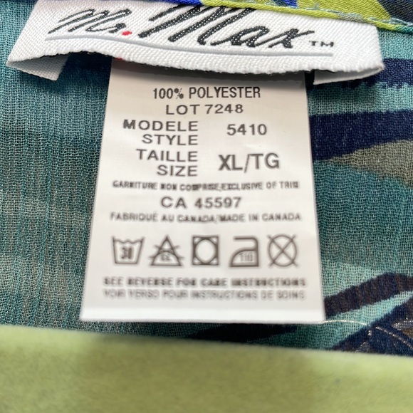 Mr Max Sheer Blouse, Leafy Pattern, Bell Sleeves, NWOT SZ XL - Picture 9 of 9